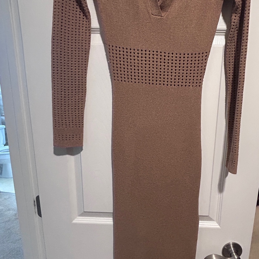 Fashion Nova Brown Long Sleeve Dress